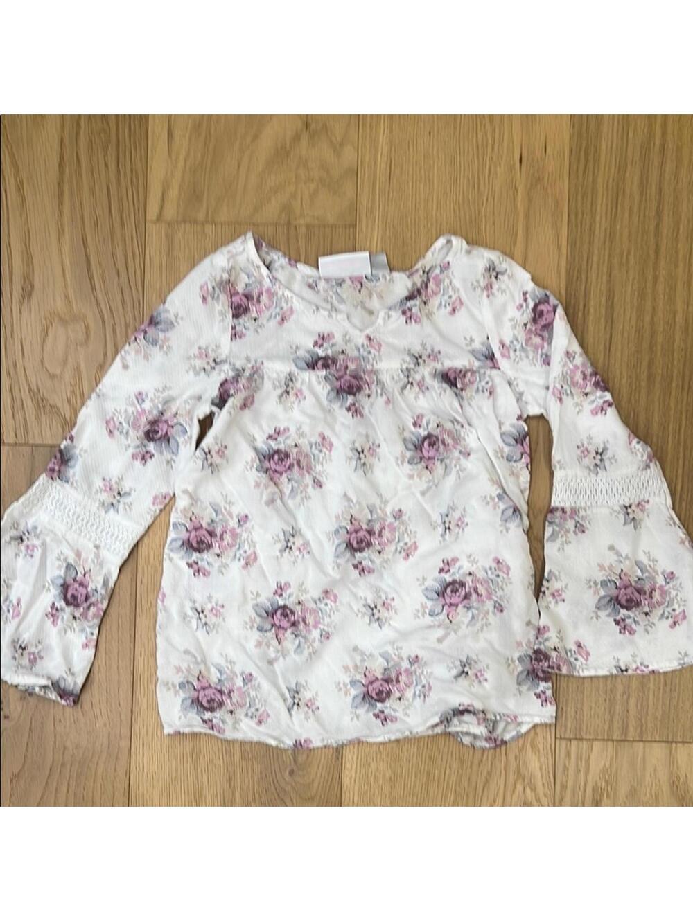Place Pink and White Floral Blouse with Floral Design